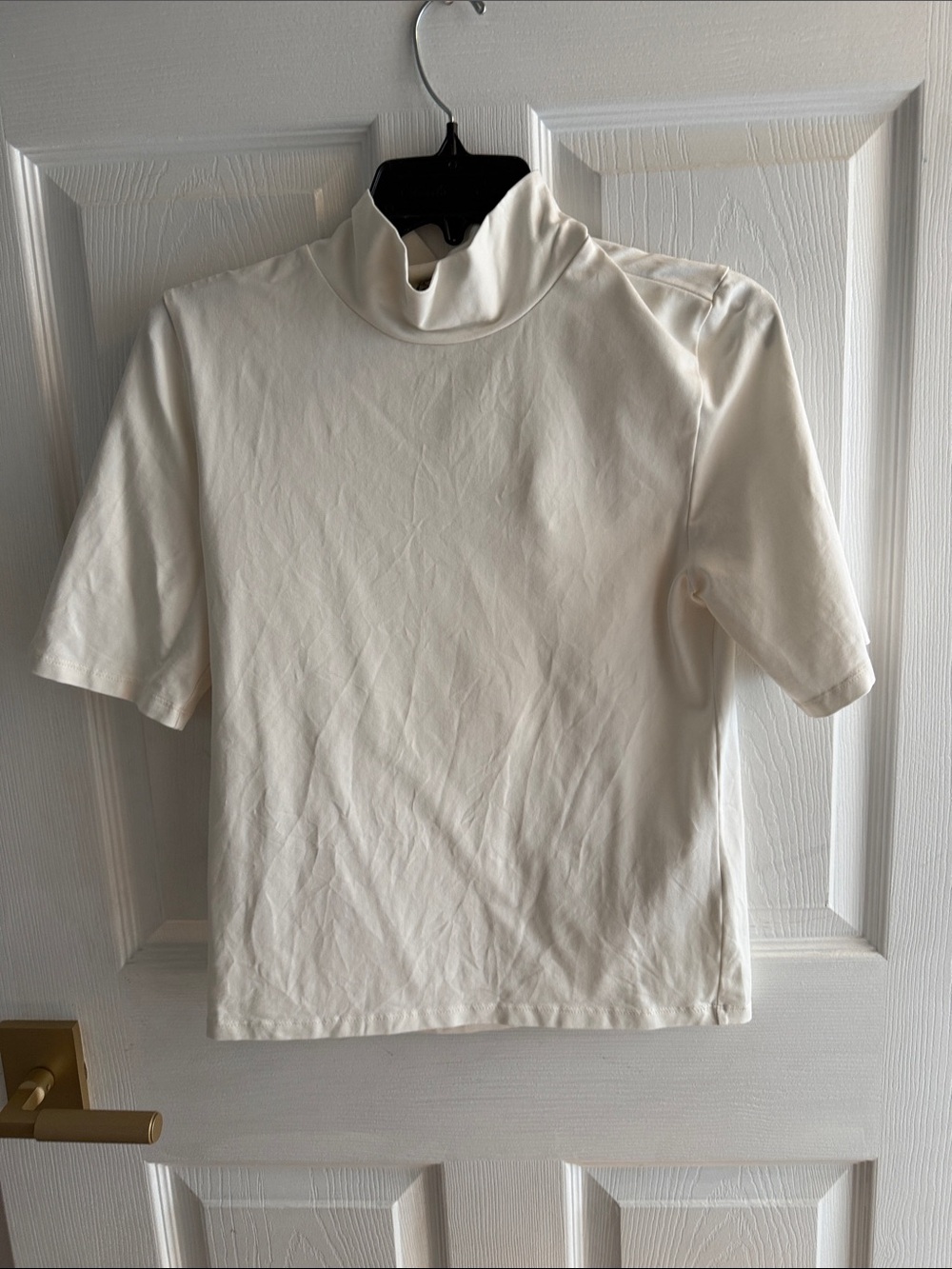 J. Crew Cream Short-Sleeve Turtleneck Sweater